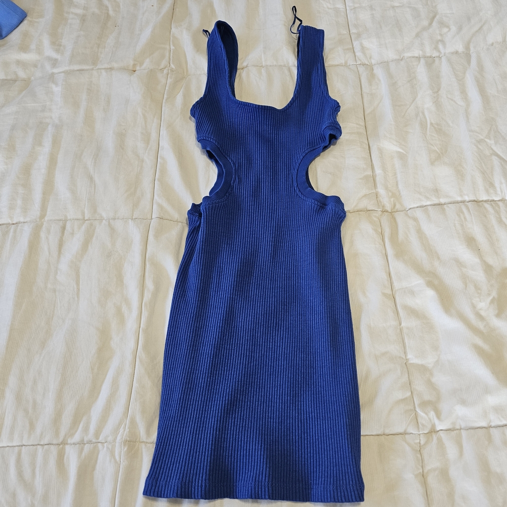 Zara Vibrant Blue Ribbed Dress